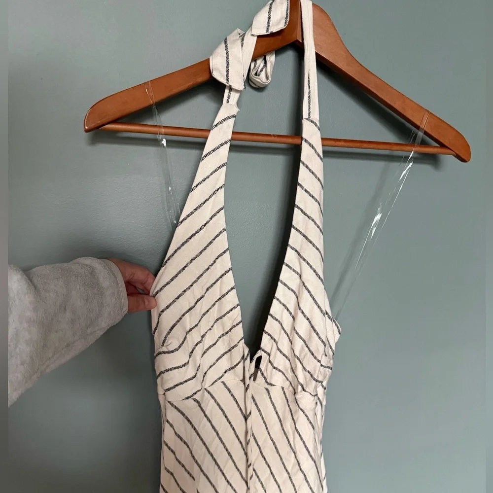 NWT Wild Fable Striped Halter Neck Maxi Dress - Cream white/Black - XS - Picture 5 of 11